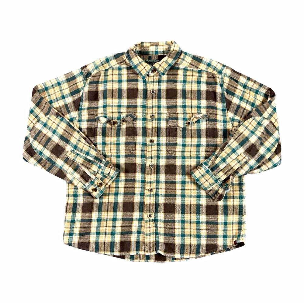 Woolrich Plaid Flannel Button Up Shirt Long Sleeve w/ Pockets Size XL